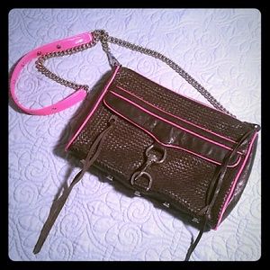Rebecca Minkoff Mac Neon Pink & Gunmetal Leather